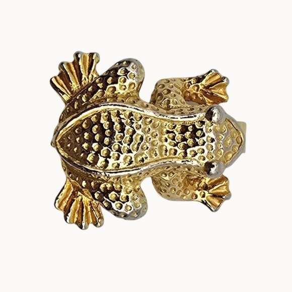 VTG 1975 Mimi Di Gold Tone Figural Frog Belt Buckle Accessory Whimsical Fairy - Picture 1 of 8